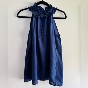 Elegant Navy Blue Sleeveless Blouse